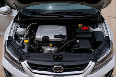 Cleaned and dressed engine bay of a modern car