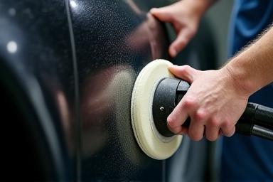 Polishing a car's paintwork using a machine polisher